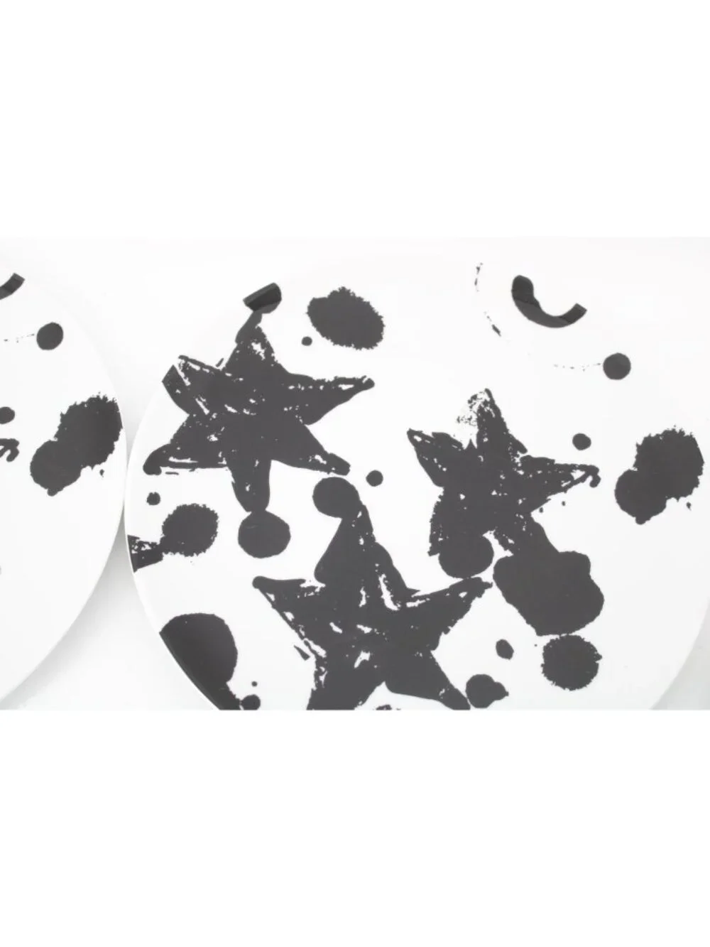 2 Ikea Black White Stars Dots Limited Edition Dinner Plate 23102 94455